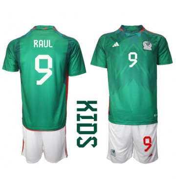 Mexico Raul Jimenez #9 Replika Babytøj Hjemmebanesæt Børn VM 2022 Kortærmet (+ Korte bukser)